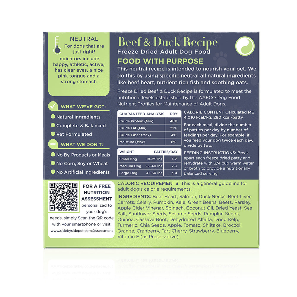 Side By Side Freeze Dried Neutral Beef & Duck Recipe Neutral Recipe Dry Dog Food Side By Side Freeze Dried Neutral Beef & Duck Recipe Neutral Recipe Dry Dog Food