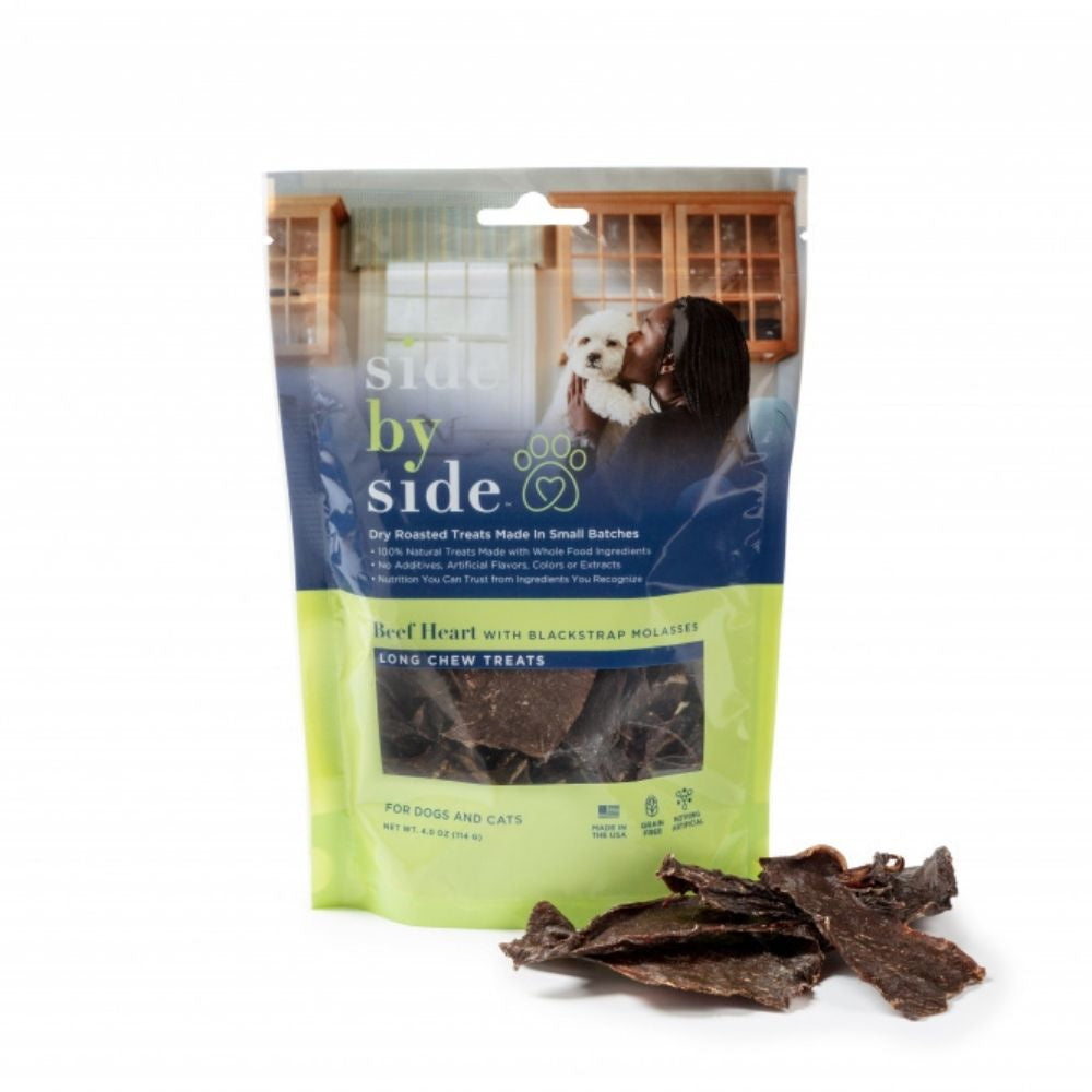 Side By Side Small Batch Dry Roasted Beef Heart with Blackstrap Molasses Neutral Dog Treats