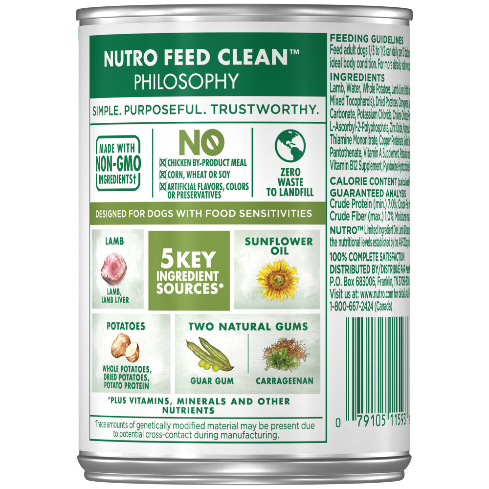 Nutro Limited Ingredient Diet Adult Canned Soft Premium Loaf Lamb Po Big Dog Pet Supply