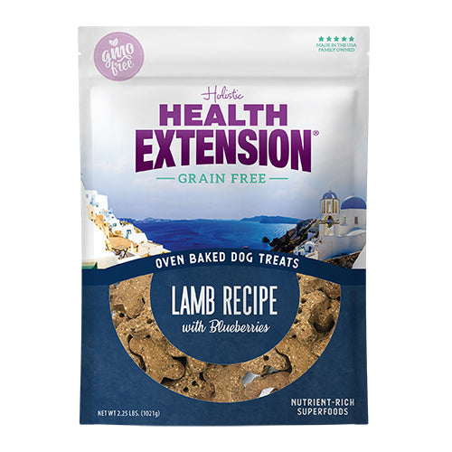 Health Extension Oven Baked Dog Treats Lamb Recipe with Blueberries