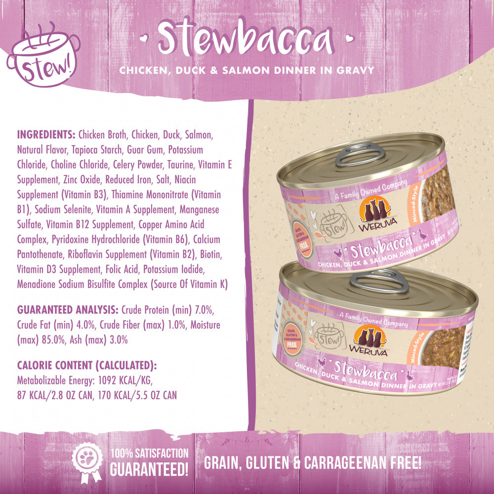 Weruva Classic Cat Stews! Stewbacca with Chicken Duck & Salmon in Gravy Canned Cat Food