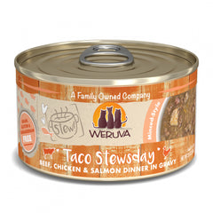 Weruva Classic Cat Stews! Taco Stewsday with Beef Chicken & Salmon in Gravy Canned Cat Food