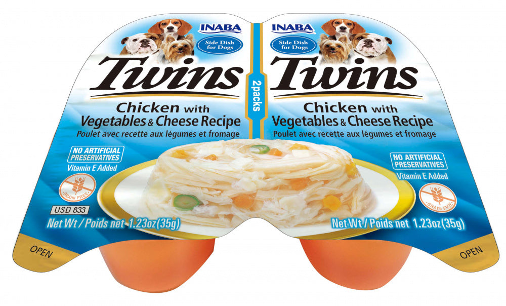 Inaba Dog Twin Cups Chicken With Vegetables & Cheese Recipe Dog Food Topper