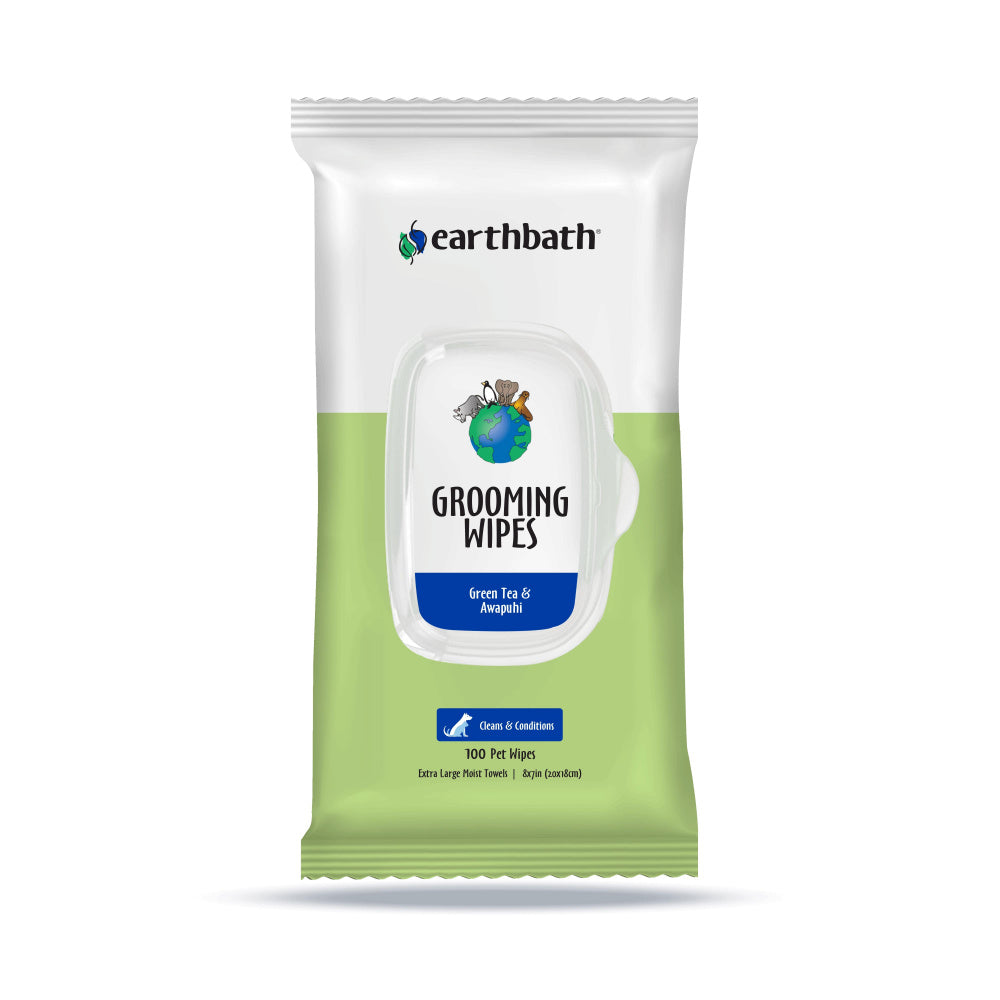 Earthbath Grooming  Cleans & Conditions Green Tea & Awapuhi Plant-Based Wipes
