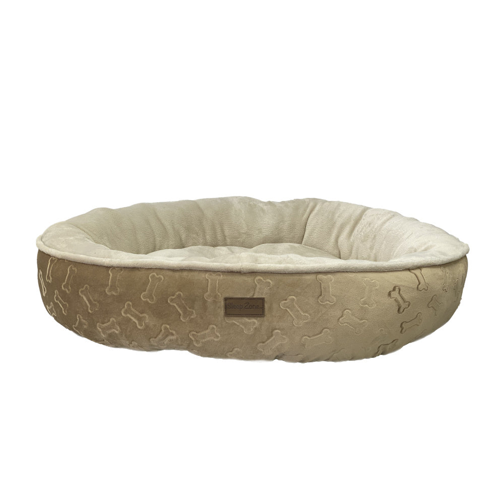 Ethical Pet Ethical Products Sleep Zone Embossbone Round Taupe Dog Bed