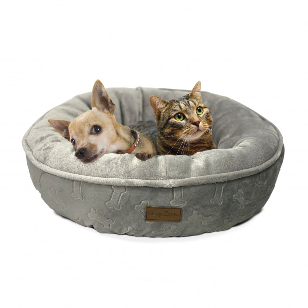 Ethical Pet Ethical Products Sleep Zone Embossbone Round Gray Dog Bed