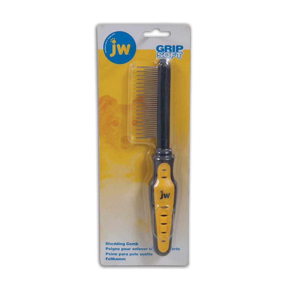 JW® Gripsoft® Shedding Comb Gray/Yellow Color One Size