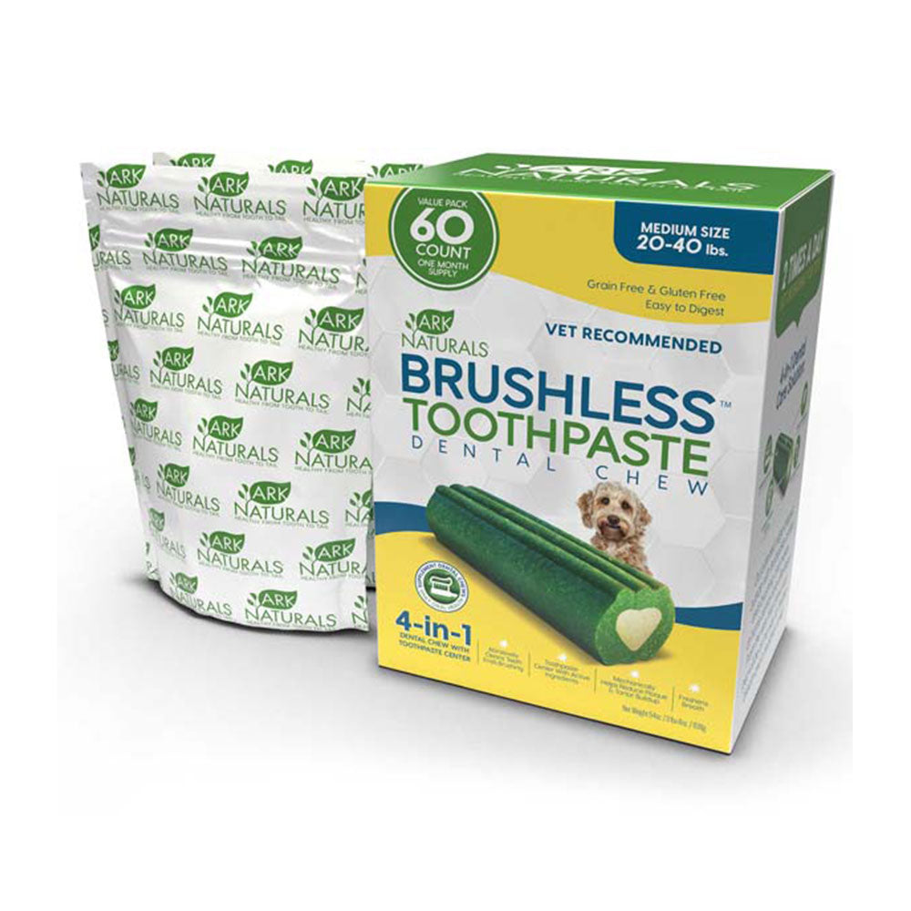 Ark Naturals® 4-In-1 Brushless Toothpaste Dental Dog Chews Medium 60 Count