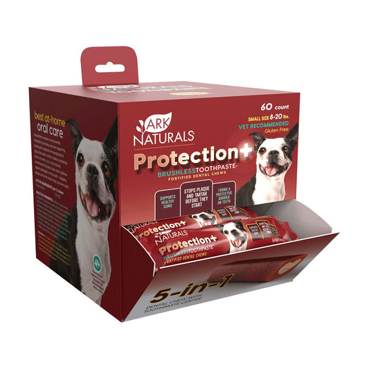 Ark Naturals® Protection+™ Brushless Toothpaste™ 5-in-1 Small Dental Chews for Dogs Display Box