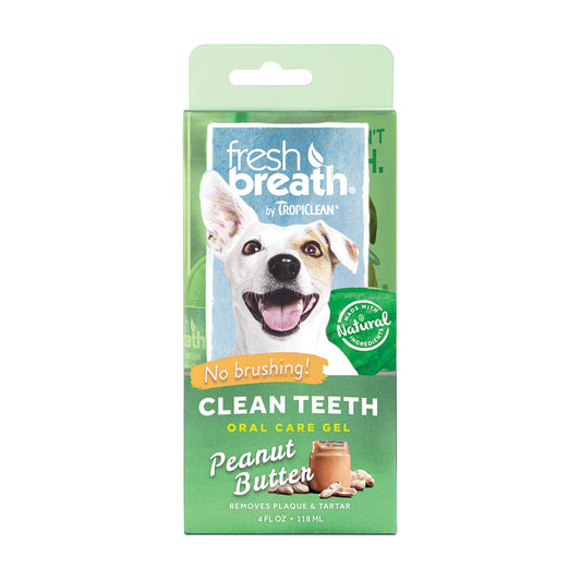 TropiClean® Fresh Breath® No Brushing Peanut Butter Flavor Clean Teeth Dental & Oral Care Gel for Dog 4 Oz