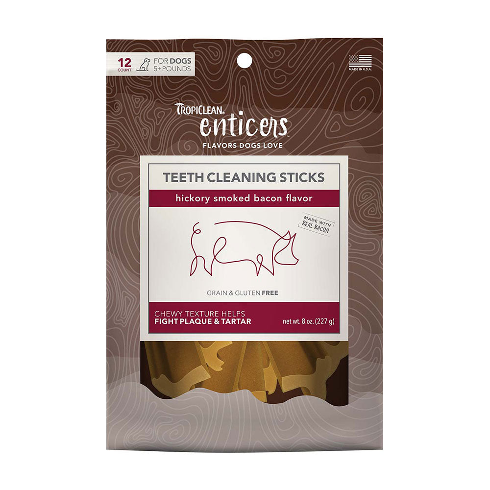 TropiClean® Enticers™ Hickory Smoked Bacon Teeth Cleaning Gel & Toothbrush for Large Dogs