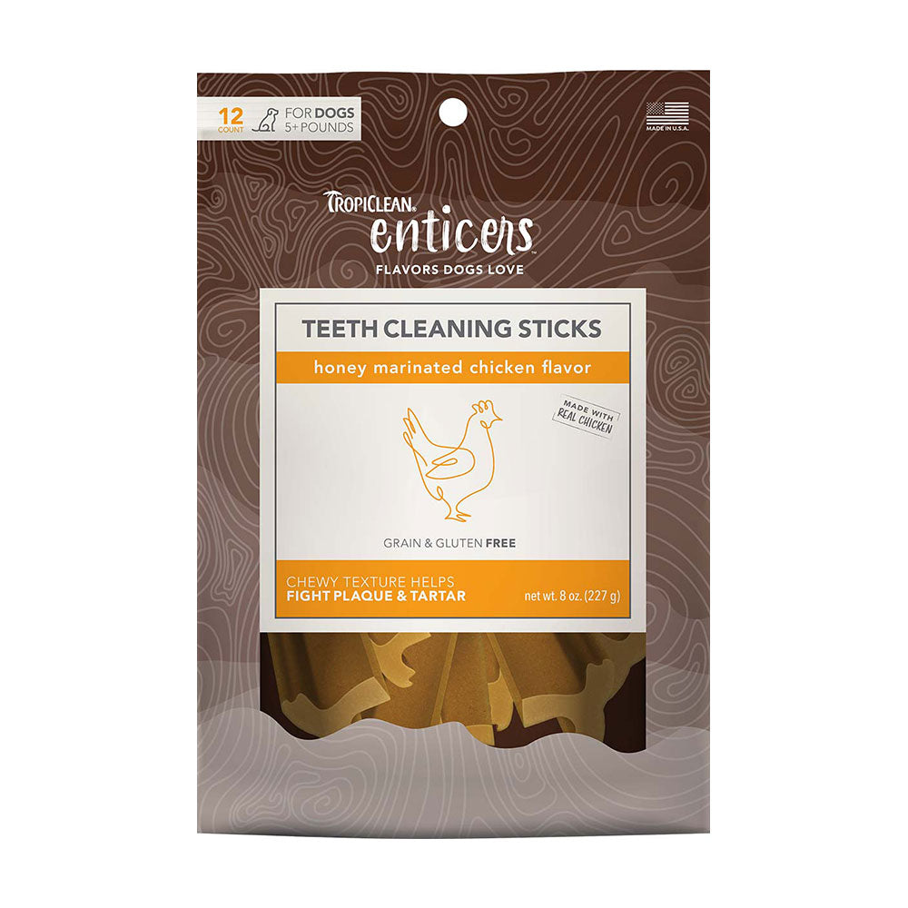 TropiClean® Enticers™ Honey Marinated Chicken Teeth Cleaning Sticks for Dog 12ct