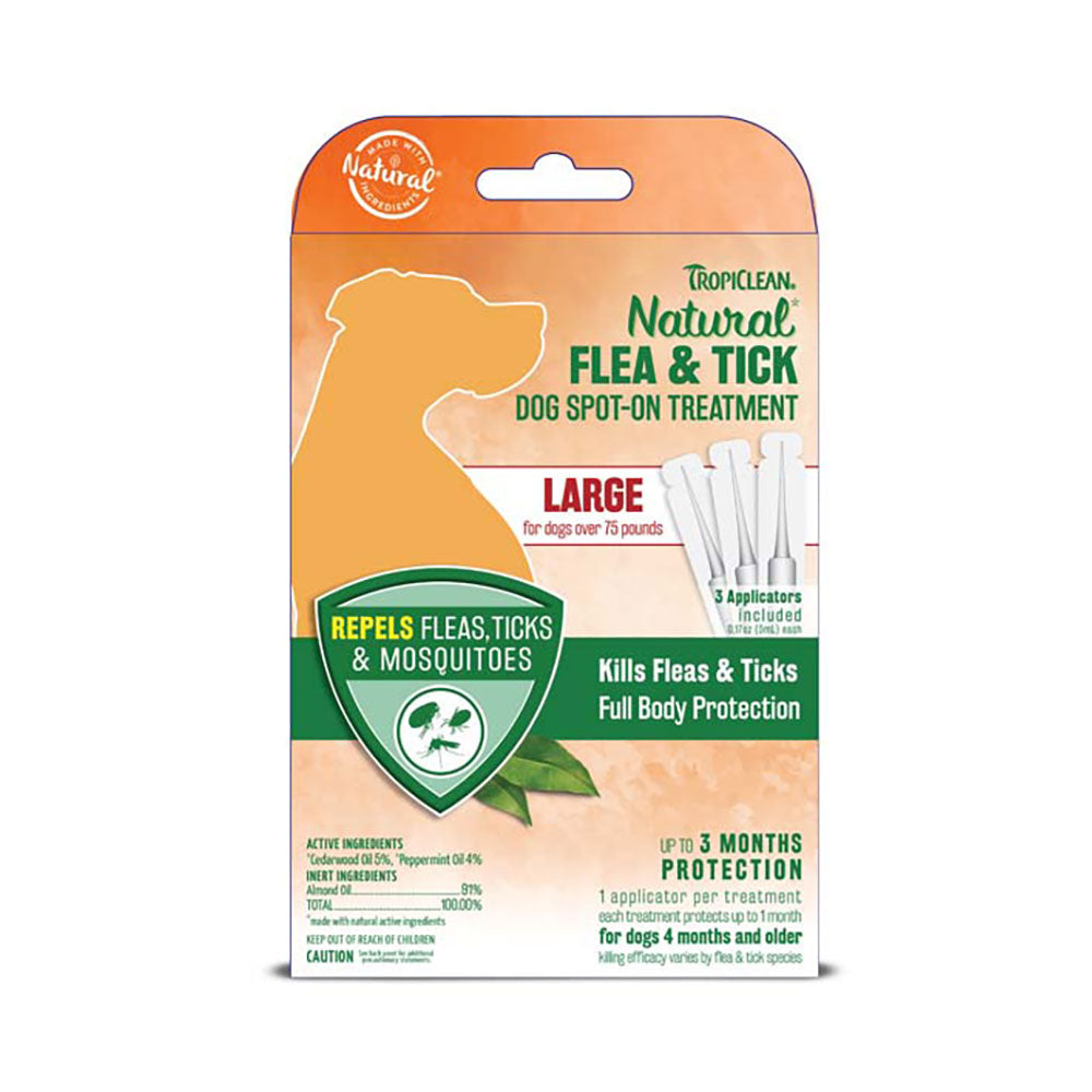 Tropiclean® Natural Flea & Tick Spot On Treatment for Large Dog 3 Count