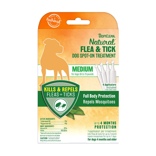 TropiClean® Natural® Flea & Tick Spot On Treatment for Medium Dog
