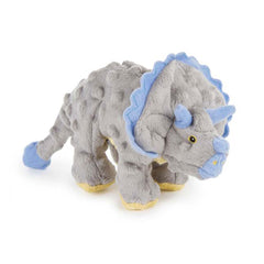 goDog® Dinos™ Frills™ with Chew Guard Technology™ Durable Plush Squeaker Dog Toy, Gray, Small