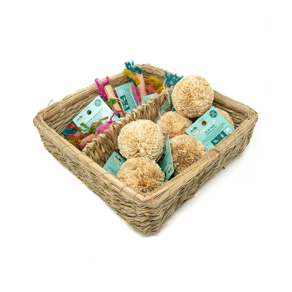 Oxbow Animal Health™ Enriched Life Play Pom & Rainbow Knot Stick Basket Small Animals Toys