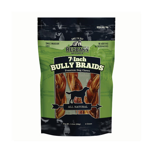 Redbarn® Braided Bully Stick Chewy Dog Treats 7 Inch 3 Pack