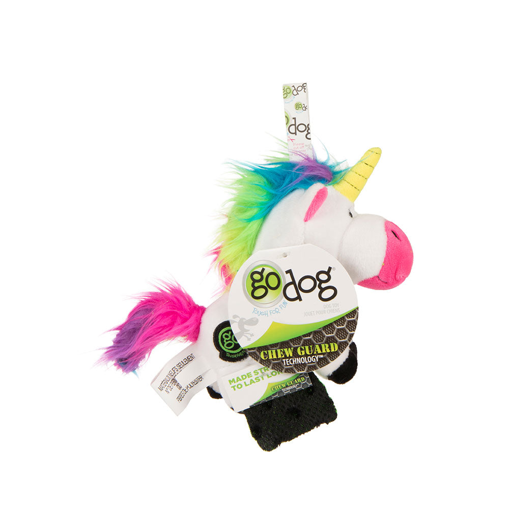 goDog® Unicorns Chew Guard Squeaky Plush Dog Toy Small White