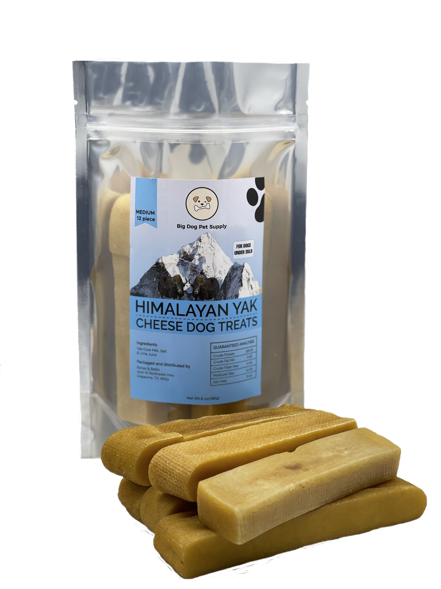 Big Dog Pet Supply Himalayan Yak Cheese Dog Treats-Medium by Pieces
