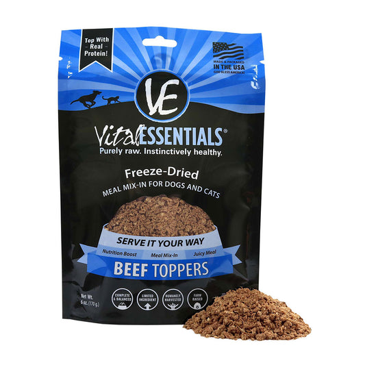 Vital Essentials® Freeze-Dried Beef Toppers for Dogs or Cats, 6 oz