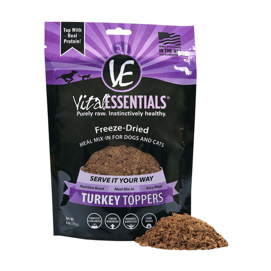 Vital Essentials® Freeze-Dried Turkey Toppers for Dogs or Cats, 6 oz