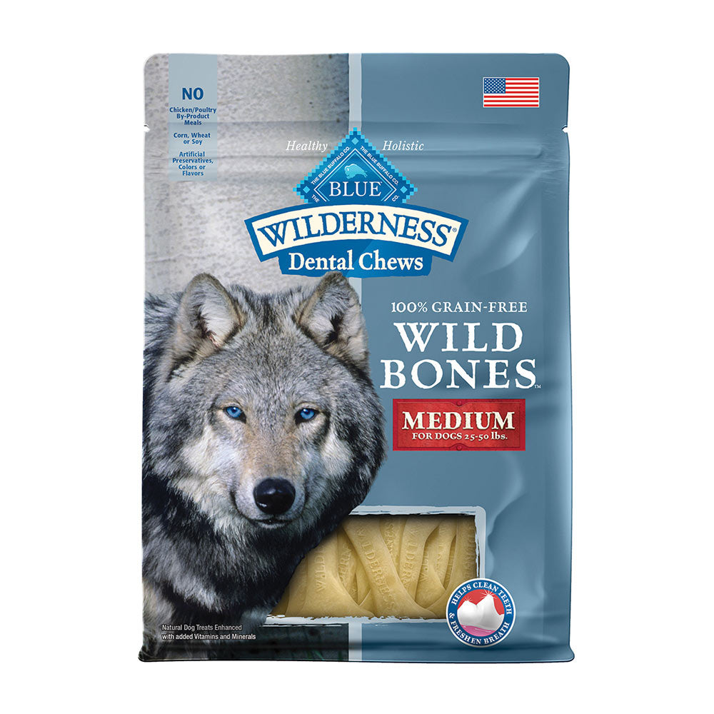 Blue Buffalo® Wilderness™ Grain Free Dental Chews Medium Size Wild Bones™ 10 Oz
