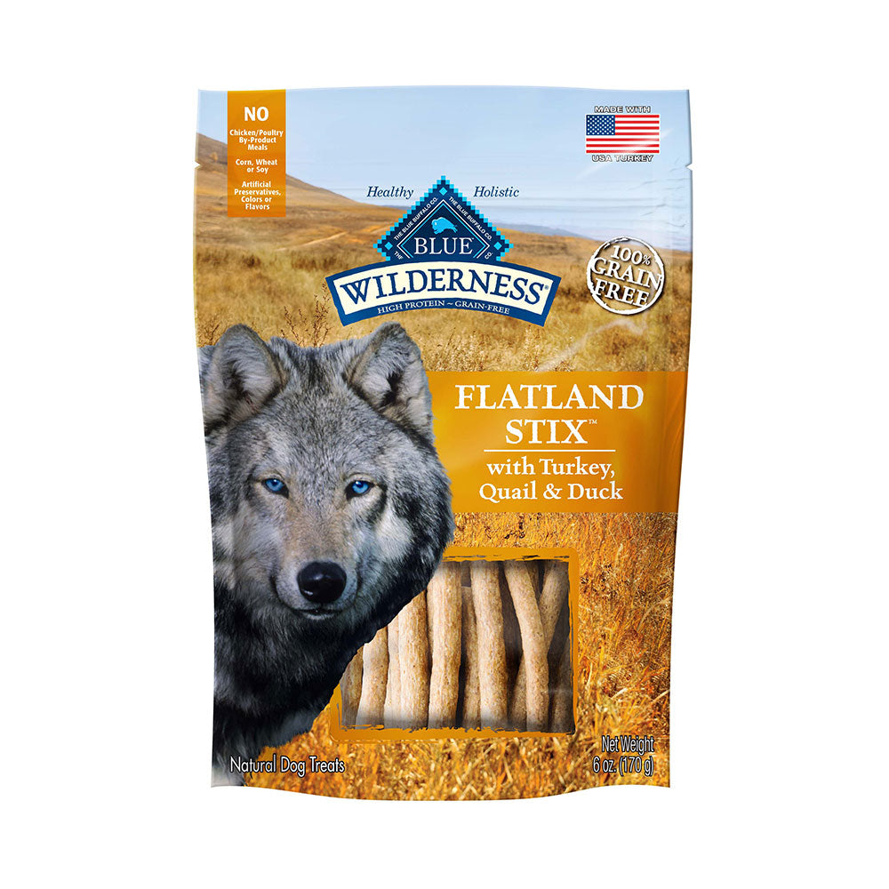Blue Buffalo™ Wilderness™ Flatland Stix™ with Turkey Quail & Duck Grain Free Soft-Moist Dog Treat 6 Oz