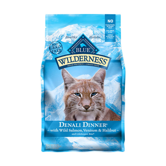 Blue Buffalo™ Wilderness™ Grain Free Denali Dinner® with Wild Salmon Venison & Halibut Adult Cat Food 4 Lbs