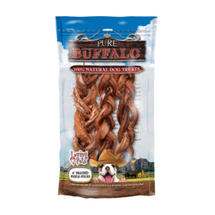 Loving Pets® Pure Buffalo™ Grain Free Braided Bully Sticks Natural Dog Treats 6 Inch X 3 Pack