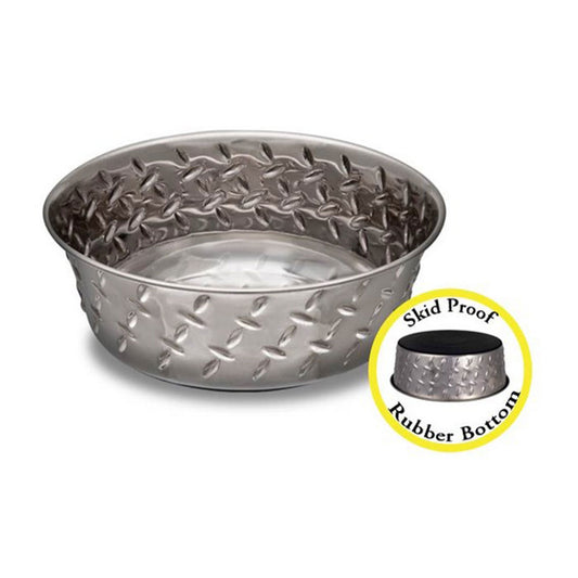 Loving Pets® Ruff N’ Tuff® Diamond Plate Bowl Stainless Steel Dog Dish 1 Pint