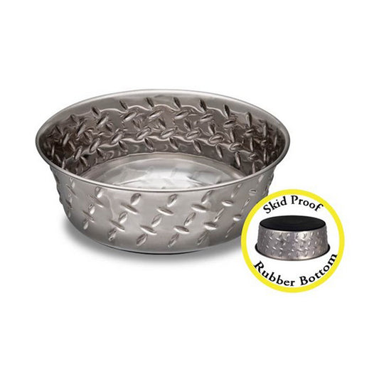 Loving Pets® Ruff N’ Tuff® Diamond Plate Bowl Stainless Steel Dog Dish 2 Quart