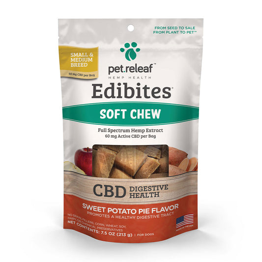 Pet.Releaf® Edibites® Sweet Potato Pie Hemp Oil Digestive Chews for Dogs 7.5oz