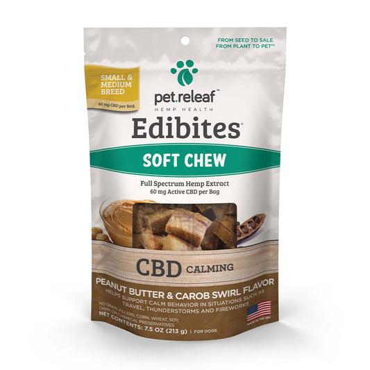 Pet.Releaf® Edibites® Peanut Butter & Carob Hemp Oil Calming Chews for Dogs 7.5oz