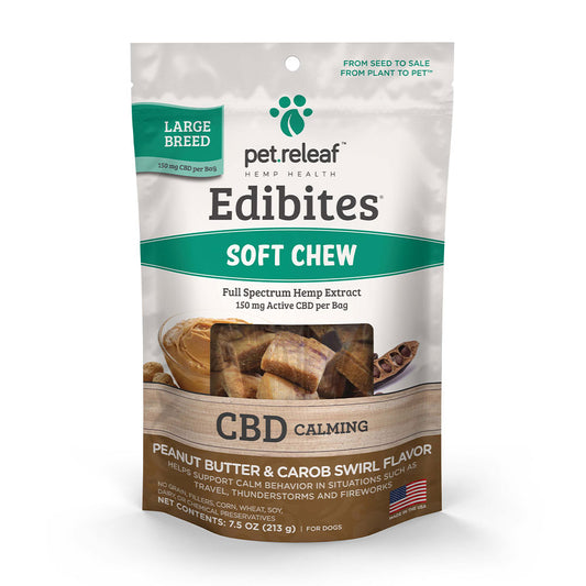 Pet.Releaf® Edibites® Peanut Butter & Carob Hemp Oil Calming Chews for Large Dogs 7.5oz