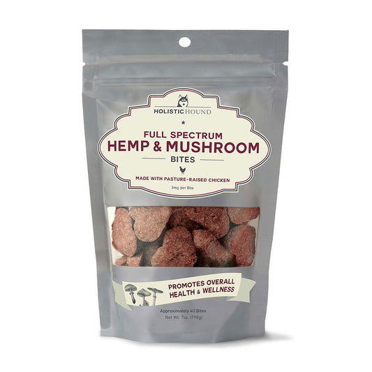 Holistic Hound® Chicken Full Spectrum Hemp & Mushroom Bites with 3 mg CBD for Dog 7 Oz