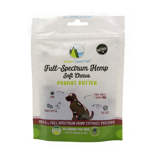 Green Coast Pet™ Full-Spectrum Hemp Peanut Butter Flavor Soft Chew Dog Treats 3.17 Oz