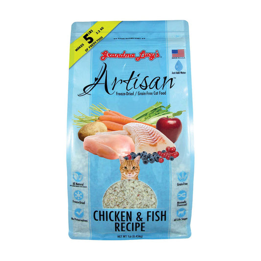 Grandma Lucy’s® Artisan™ Freeze Dried Grain Free Chicken & Fish Recipe Cat Food 1 Lbs