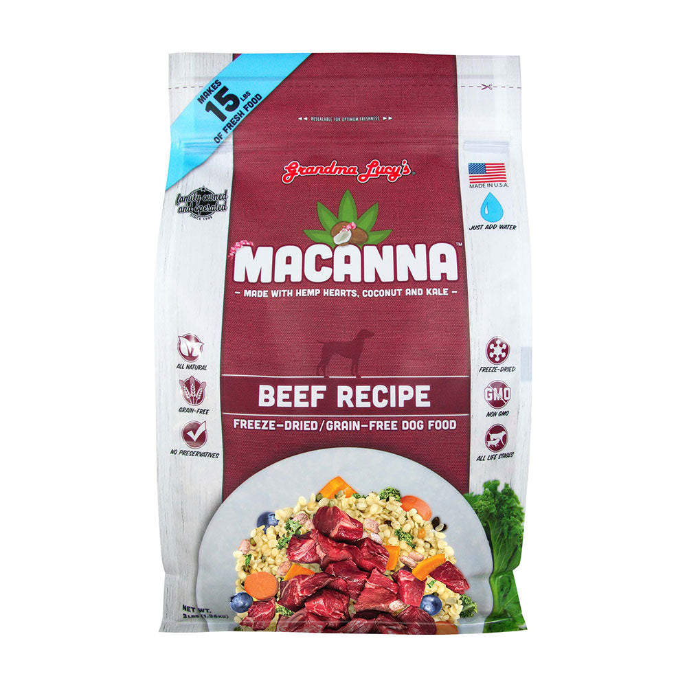 Grandma Lucy’s® Macanna™ Freeze Dried Grain Free Beef Recipe Dog Food 3 Lbs