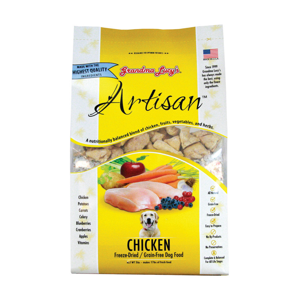 Grandma Lucy’s® Artisan™ Freeze Dried Grain Free Chicken Recipe Dog Food 3 Lbs