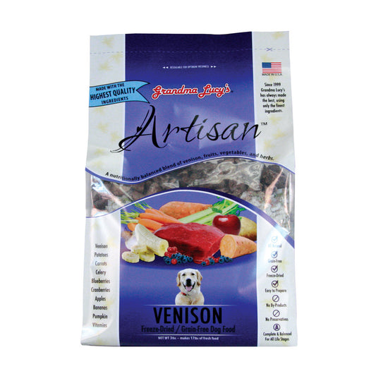 Grandma Lucy’s® Artisan™ Freeze Dried Grain Free Venison Recipe Dog Food 3 Lbs