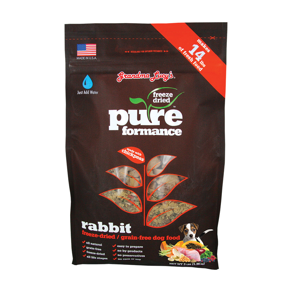 Grandma Lucy’s® Pureformance™ Freeze Dried Grain Free Rabbit Recipe Dog Food 3 Lbs