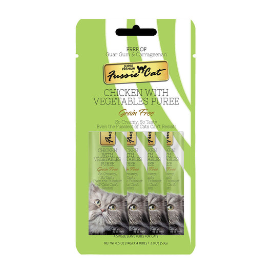 Fussie Cat® Chicken Vegetables Puree Cat Treat 0.05 Oz x 4 Count