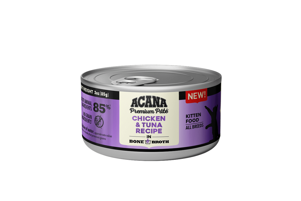 ACANA PREMIUM PATE Wet Cat Food for Kittens, High Protein Chicken and Tuna in Bone Broth Recipe