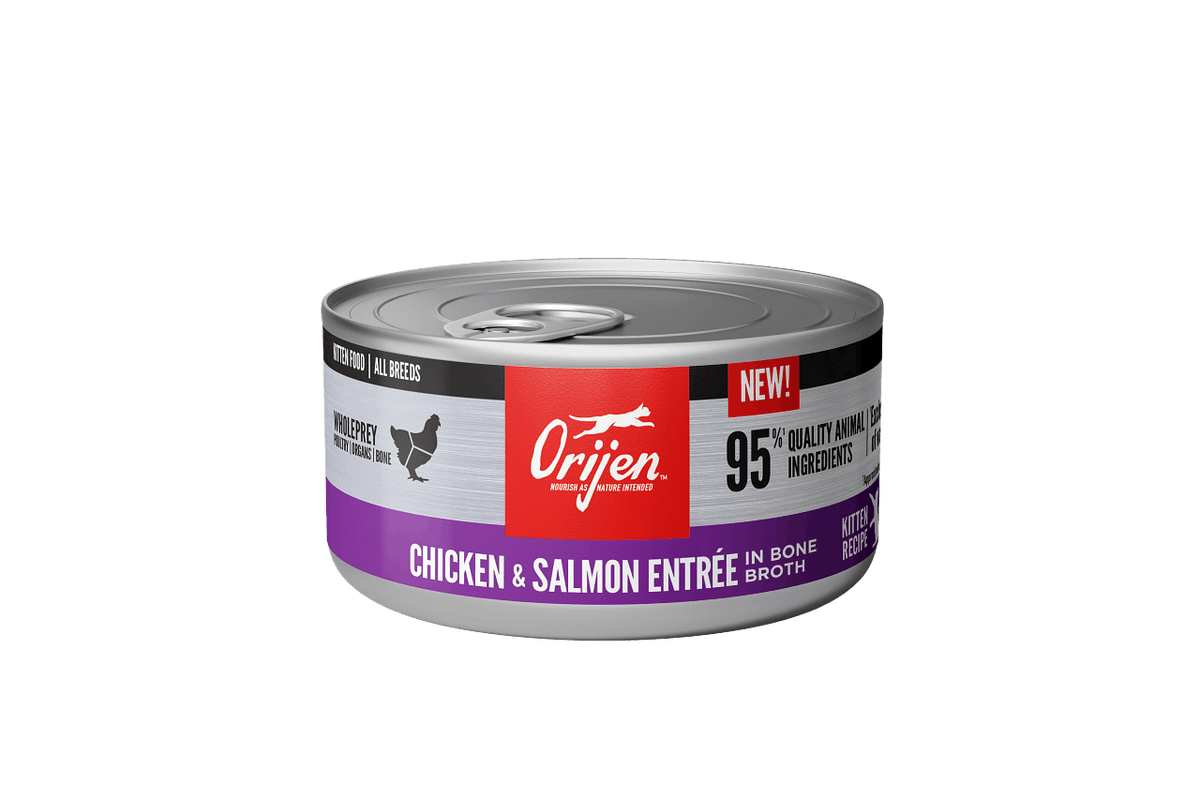 ORIJEN Super Premium Wet Cat Food Chicken & Salmon Entree Front 3oz- Case of 12