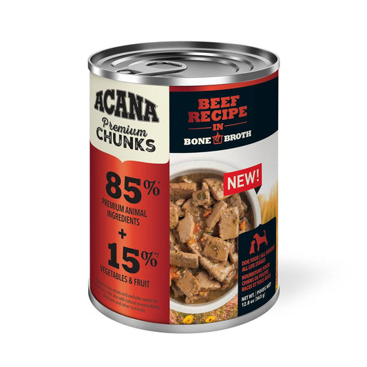 NEW ACANA® Premium Chunks  Beef Recipe In Bone Broth 12.8 oz - case of 12