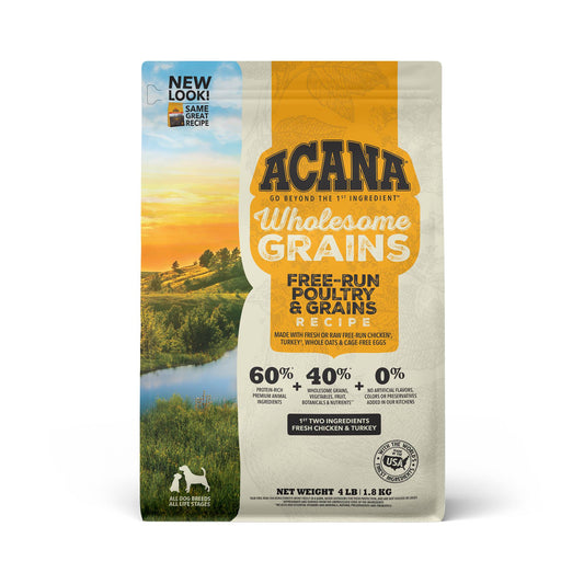 New Acana Wholesome Grain Free-Run Poultry & Grain Recipe