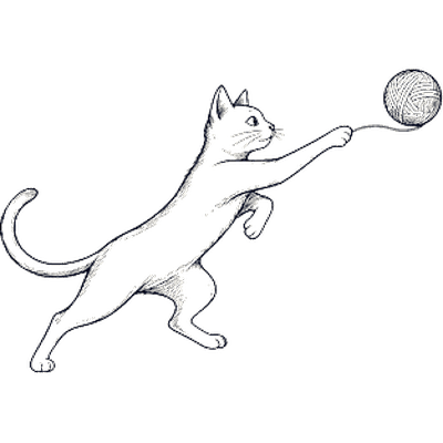 Cat with a yarn ball
